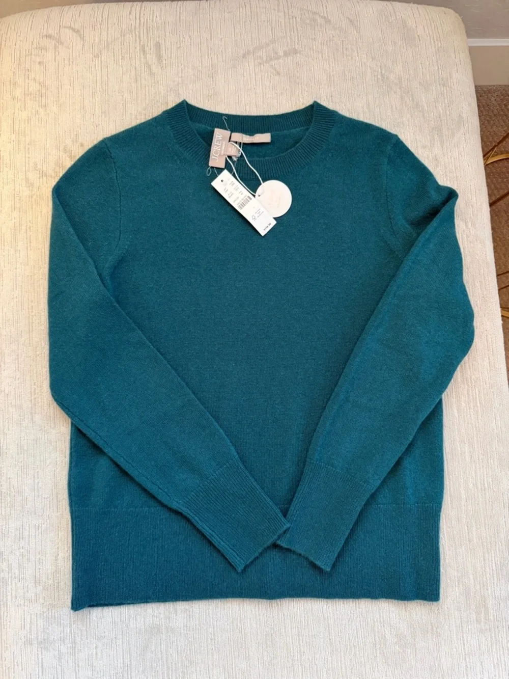 J.Crew 100% Cashmere Crewneck Sweater Teal Green Classic Fit XS NWT BA400